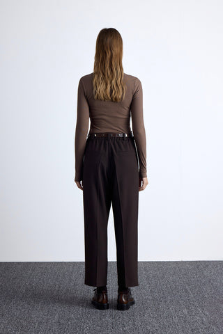 Classic Pleated Pants Dark Brown