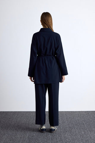 Geniş Yaka Tunik Lacivert