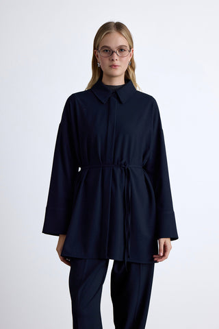 Wide Collar Tunic Navy Blue