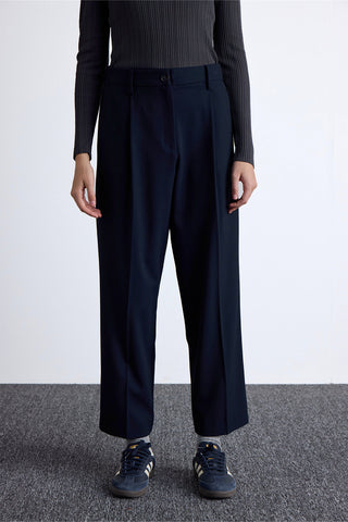 Classic Pleated Pants Navy Blue