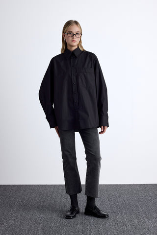 Pleated Oversized Shirt Black