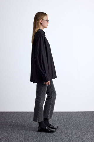 Pleated Oversized Shirt Black
