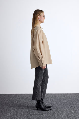 Pleated Oversized Shirt Camel