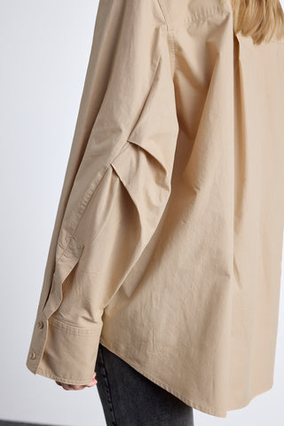 Pleated Oversized Shirt Camel
