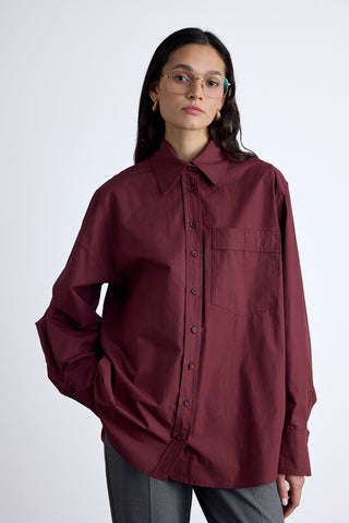 Pleated Oversized Shirt Burgundy