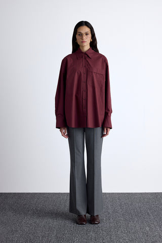 Pleated Oversized Shirt Burgundy
