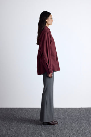 Pleated Oversized Shirt Burgundy