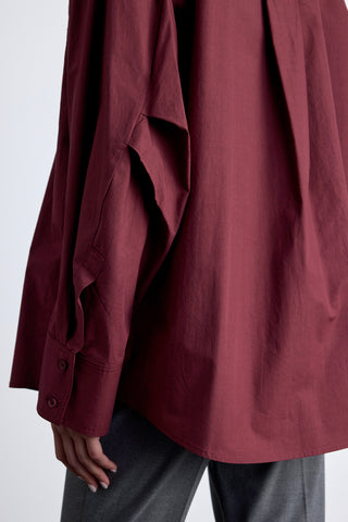 Pleated Oversized Shirt Burgundy