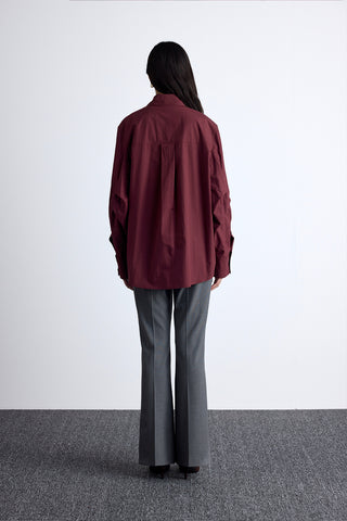 Pleated Oversized Shirt Burgundy
