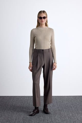 Classic Pleated Pants Mink