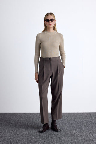 Classic Pleated Pants Mink