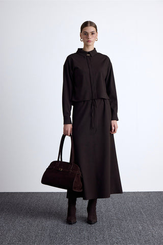 Adjustable Waist Skirt Dark Brown