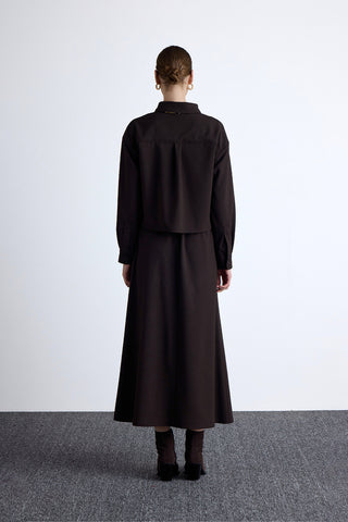 Adjustable Waist Skirt Dark Brown