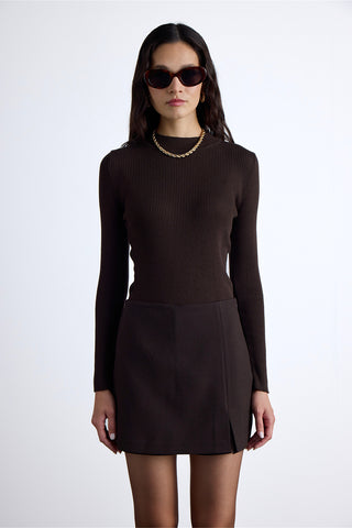 Slit Skort Dark Brown