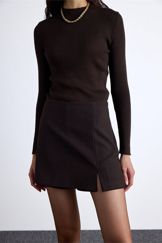 Slit Skort Dark Brown