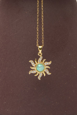 Opal Sun Pendant Necklace Mint