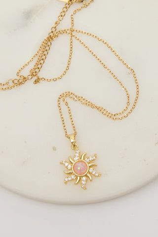 Opal Sun Pendant Necklace Pink