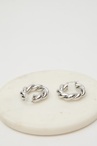 Steel Twist Hoop Earrings Silver