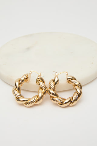 Steel Twist Hoop Earrings Light Yellow