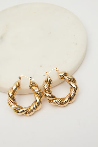 Steel Twist Hoop Earrings Light Yellow