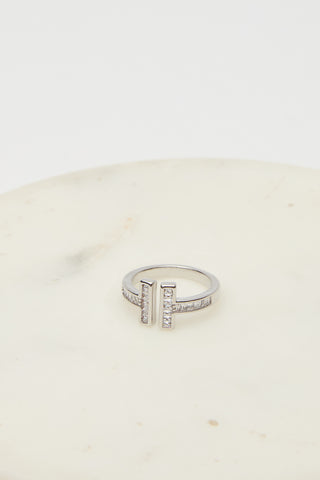 Stone-Encrusted T-Ring Silver