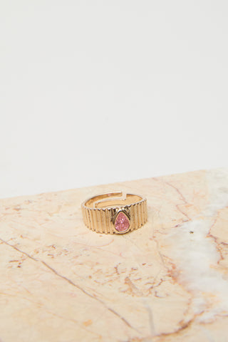 Colorful Drop Stone Ring Pink