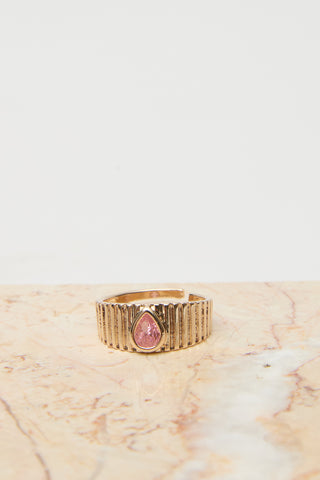 Colorful Drop Stone Ring Pink