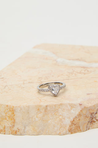 Zircon Heart Stone Ring Silver