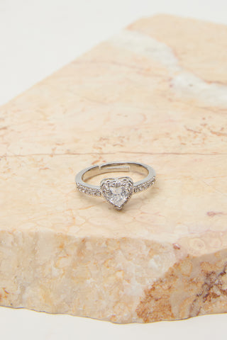 Zircon Heart Stone Ring Silver