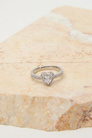 Heart-Shaped Zircon Ring Silver