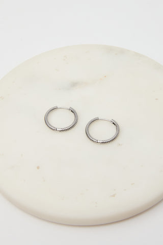 Charm Hoop Earrings Silver