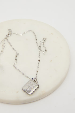 Coral Plaque Necklace Silver