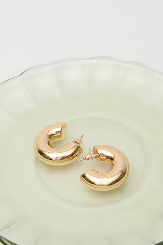 Rounded Half-Hoop Earrings Light Yellow