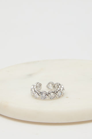 Petite Stone Heart Ring Silver