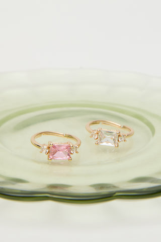 Natural Tone Baguette Ring Pink