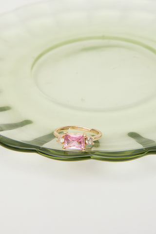 Natural Tone Baguette Ring Pink