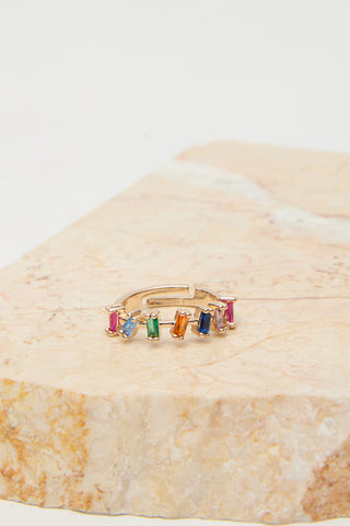 Colorful Stone Baguette Ring Multi-Colored