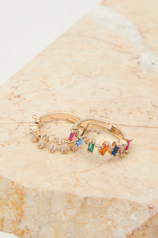 Colorful Stone Baguette Ring Multi-Colored