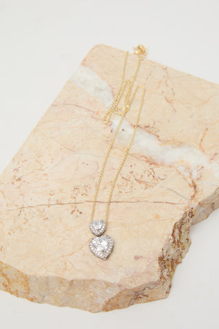 White Stone Heart Necklace Light Yellow