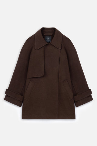 Mari Double Breasted Trench Coat Brown