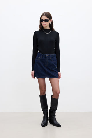 Short Denim Skirt Dark Blue