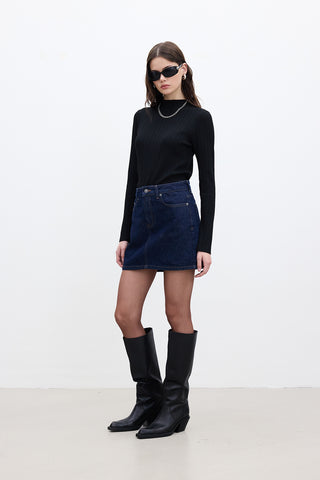 Short Denim Skirt Dark Blue