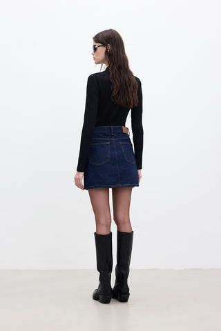 Short Denim Skirt Dark Blue