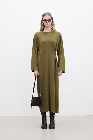 Tie Knit Dress Green