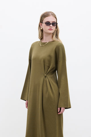 Tie Knit Dress Green