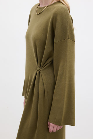 Tie Knit Dress Green