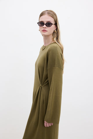 Tie Knit Dress Green