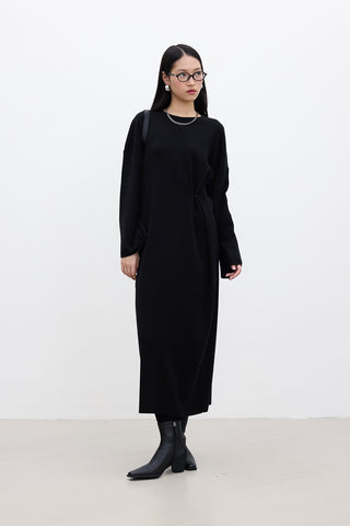 Tie Knit Dress Black