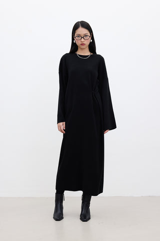 Tie Knit Dress Black