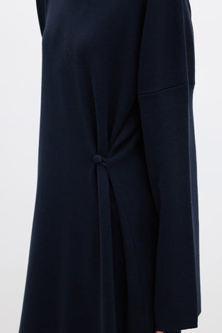 Tie Knit Dress Navy Blue